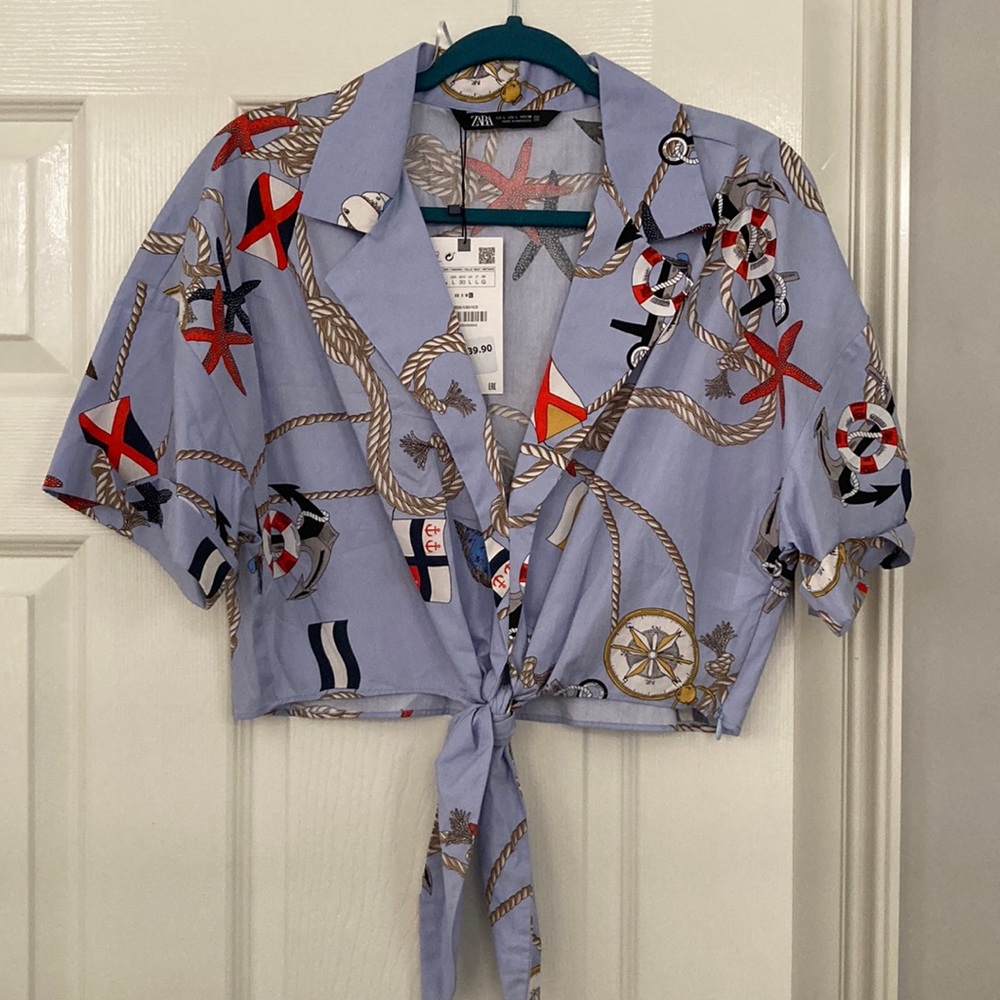 Zara Nautical Crop Shirt